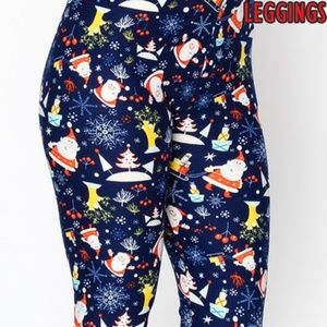 SOCIAL VANITY Holiday Theme Blueberry Fleece Lined Festive Winter OS Leggings